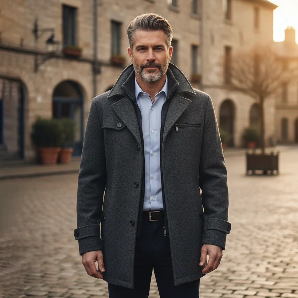 Lija Black Wool Blend Pea Coat